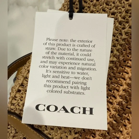 NWT Coach - Straw City Tote, in Honey Brown Multi Stripe - Picture 6 of 7